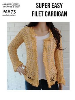 PA873-R Super Easy Filet Cardigan Crochet Pattern Maggie Weldon