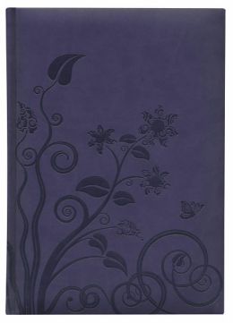 Violet Flowers Leather Look Bound Lined Journal 6.75 X 9.5
