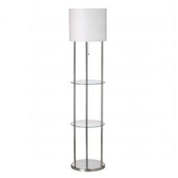 Dainolite DM113F-SC Floor Lamp 3 Shelves White Drum Shade - Satin ...