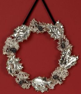 Holly and Cypress Silver Wreath 12