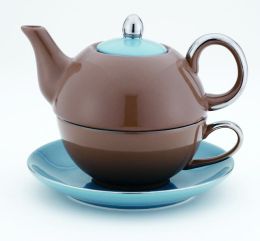 Siena Brown & Blue Tea for One, 14 oz