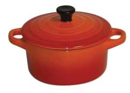 Paderno World Cuisine 1/4 Qt. Orange Round Ceramic Lidded Casserole