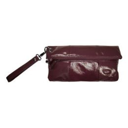 Amy Michelle POPC-EGP Poppy Clutch Bag - Eggplant Patent with Beige Lining