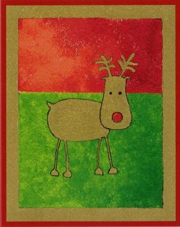 RED AND GREEN REINDEER CHRISTMAS BOXED CARD