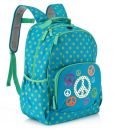 Product Image. Title: Turquoise Peace & Dots Nylon Backpack (16 x 12 x 7)