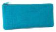 Product Image. Title: Why, What, Where Embossed Teal Pencil Pouch 4" x 9"