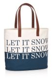 Product Image. Title: Let It Snow Blue Canvas Holiday Tote Bag (12.25 x 14.25)