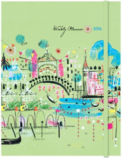 2014 Weekly Planner 7x9 Green Venice Flexi Engagement Calendar