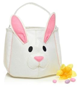 Easter Bunny White And Pink Felt Tote 11.5