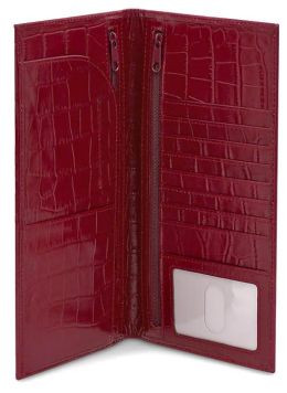 Red Crocodile Embossed Leather Travel Wallet