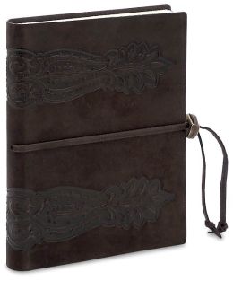 Brown Sforza Embossed Italian Suede Journal with Bead Tie (6