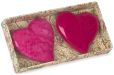 Product Image. Title: Miniature Alabaster Heart Paperweights, Set of 2 - Pink and Fuchsia