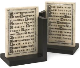 ABCs of Life Antique Finish Resin Bookends Set of 2