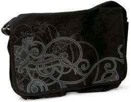 Black Scroll Design Canvas Messenger Bag (16.5
