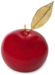 Product Image. Title: Red Italian Alabaster Apple Paperweight with Gold Leaf(3")
