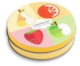 Fruit Collage Tin Coaster Set