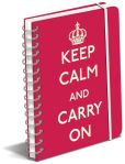 Product Image. Title: Keep Calm And Carry On Red Polypro Lined Spiral Journal 6.5 x 8.5