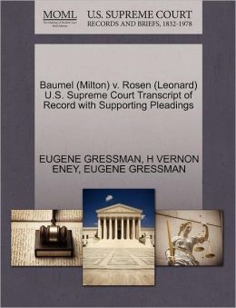 Baumel (Milton) V. Rosen (Leonard) U.S. Supreme Court Transcript Of Record With Supporting Pleadings