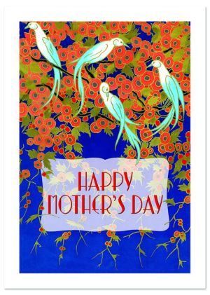 Art Deco Birds and Flowers Mother's Day Greeting Card