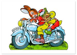 Biker Bunny Easter Greeting Card