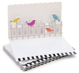Pop-Up Boxed Notes birds on Fence Set of 8