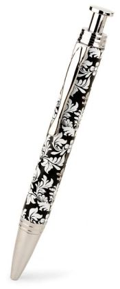 Jardin Black & White Damask Metal Ballpoint Pen