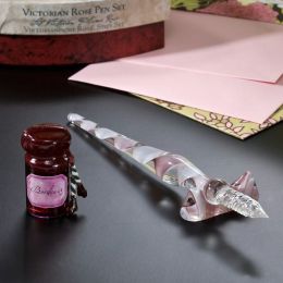 Victorian Rose Glass Pen Set