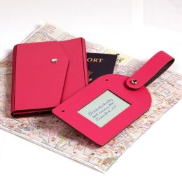 Fuchsia Passport Holder and Luggage Tag Set