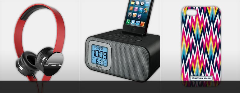 Sol Republic Tracks On-Ear Headphones - Red; iHome iBT22 Bluetooth Bedside Dual Alarm Clock; Jonathan Adler Dunbar Road iPhone 5 Cover