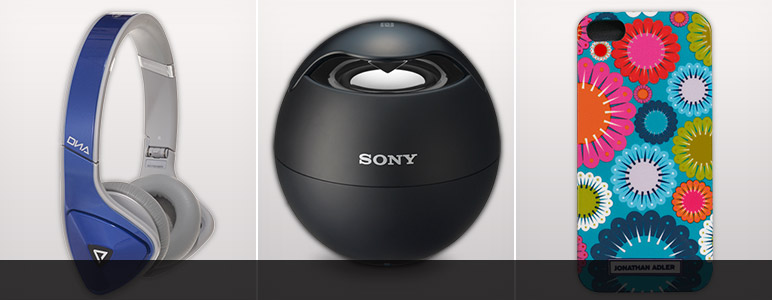 Monster DNA On-Ear Headphones -Blue; Sony SRS-BTV5 Bluetooth Wireless Mobile Speaker - Black; Mod Floral iPhone 5 Cover